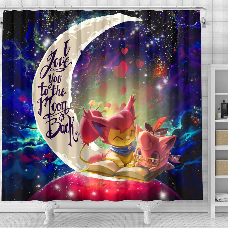 Skitty And Jigglypuff Pokemon Love You To The Moon Galaxy Shower Curtain Nearkii