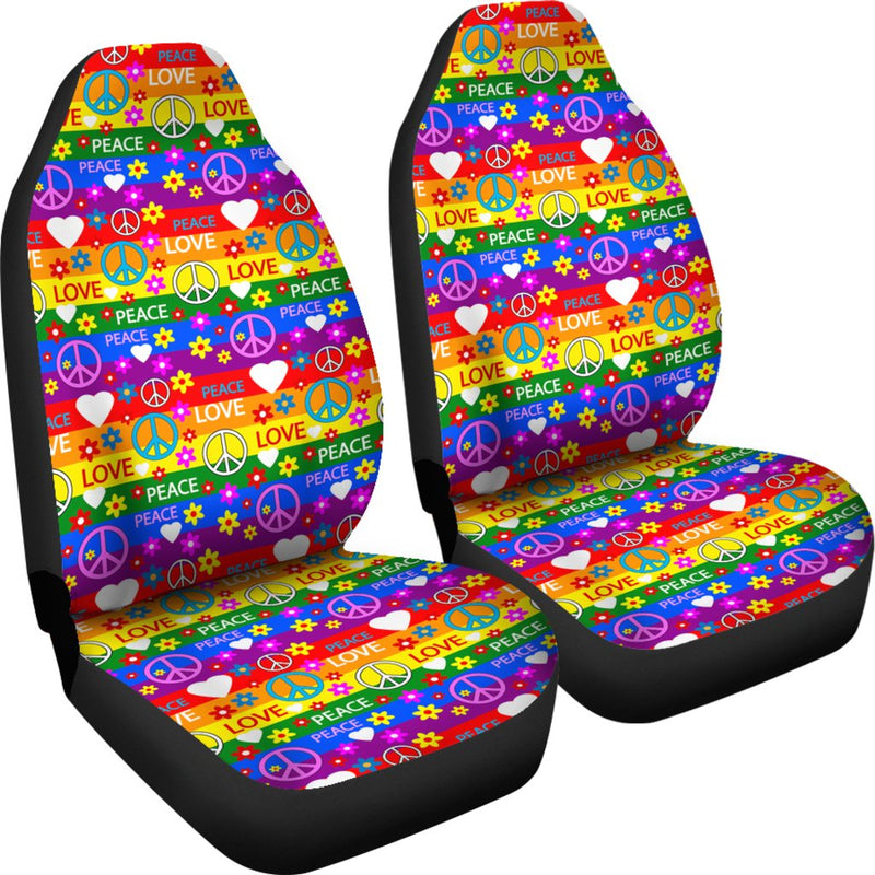 Best Seamless Pattern With Symbols Of The Hippie Premium Custom Car Seat Covers Decor Protector Nearkii
