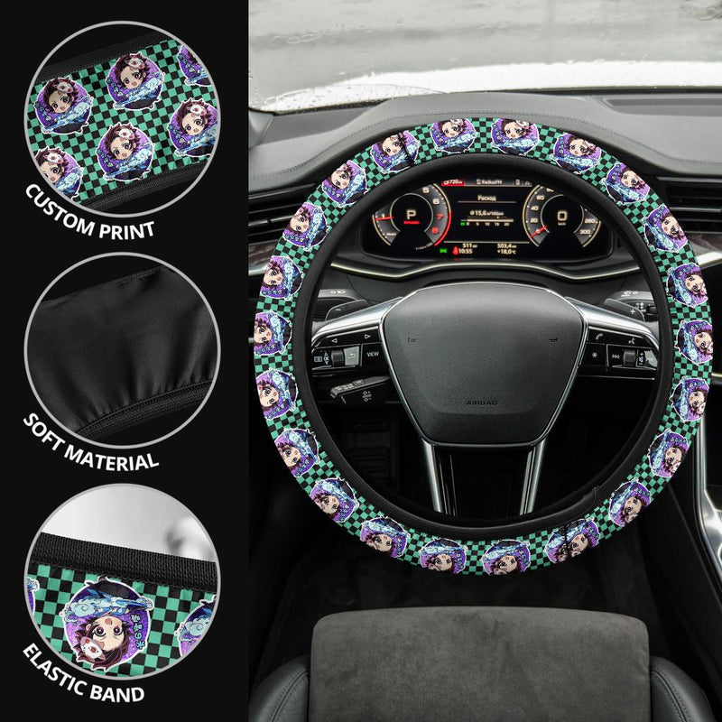 Chipi Kamado Tanjiro Demon Slayer Anime Car Steering Wheel Cover 1 Nearkii