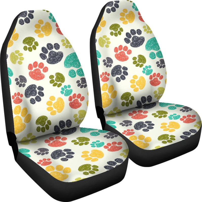 Best Colorful Hand-Drawn Paw Premium Custom Car Seat Covers Decor Protector Nearkii