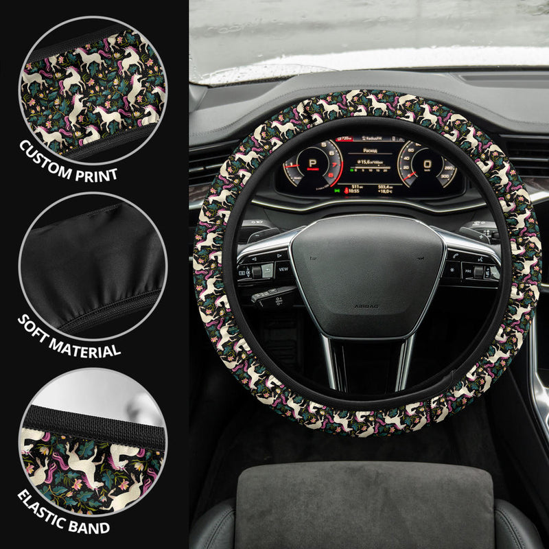 Unicorn Art Pattern Premium Car Steering Wheel Cover Nearkii
