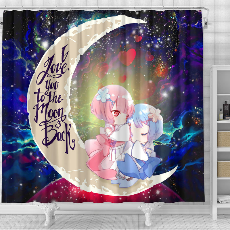 Ram And Rem Rezero Love You To The Moon Galaxy Shower Curtain Nearkii