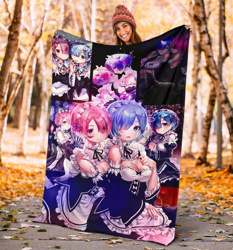 Ram And Rem Anime Girl Re Zero Premium Blanket Nearkii