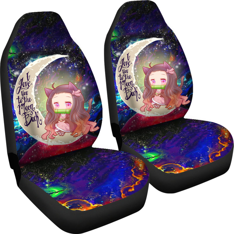 Nezuko Demon Slayer Love You To The Moon Galaxy Car Seat Covers