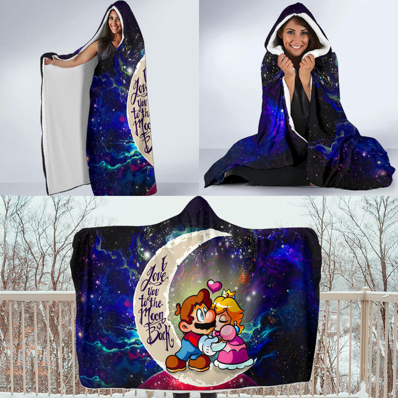 Mario Couple Love You To The Moon Galaxy Economy Hooded Blanket Nearkii