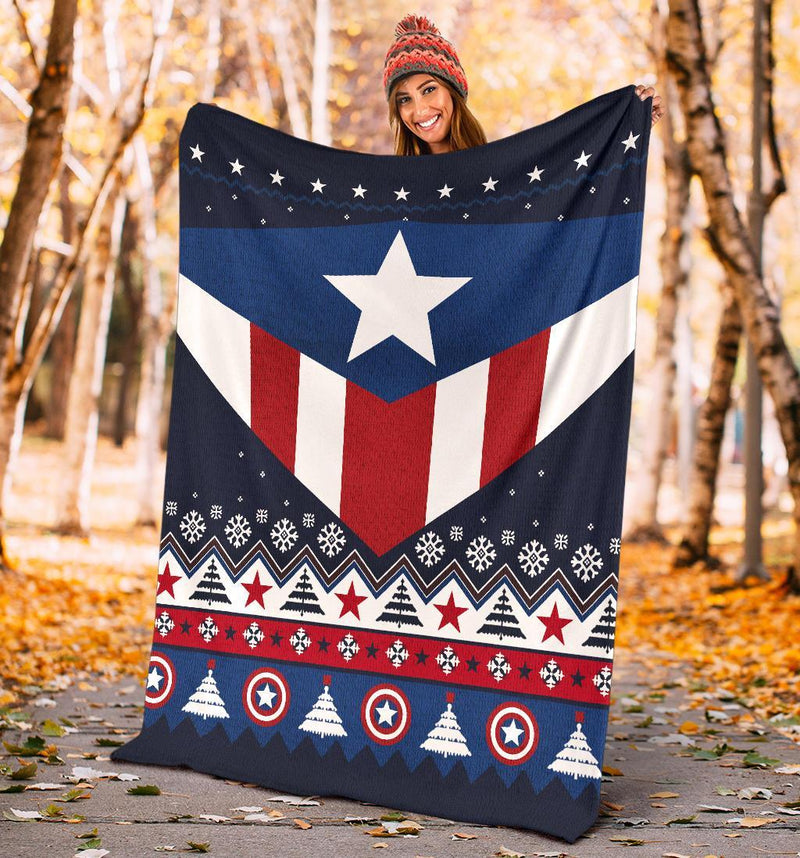 Captain America Ugly Christmas Custom Blanket Home Decor Nearkii