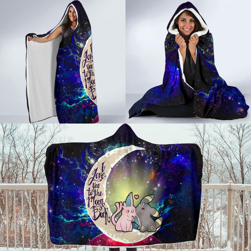 Pokemon Espeon Umbreon Love You To The Moon Galaxy Economy Hooded Blanket Nearkii