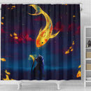 Cat Fish Catch The Moon Shower Curtain Nearkii