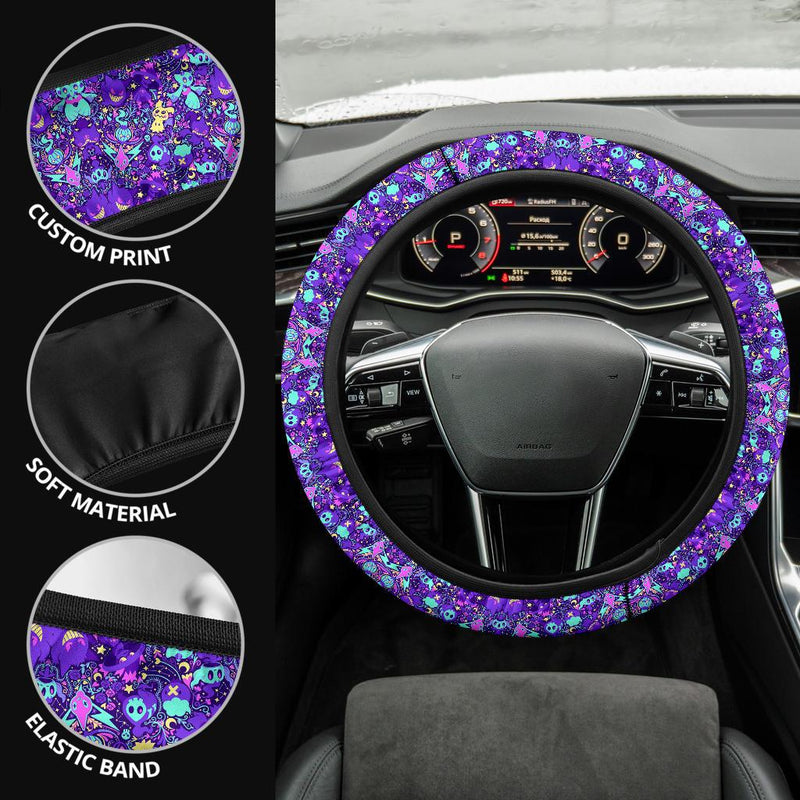 Pattern Pokemon Ghost Purple Car Steering Wheel Cover 2 Nearkii