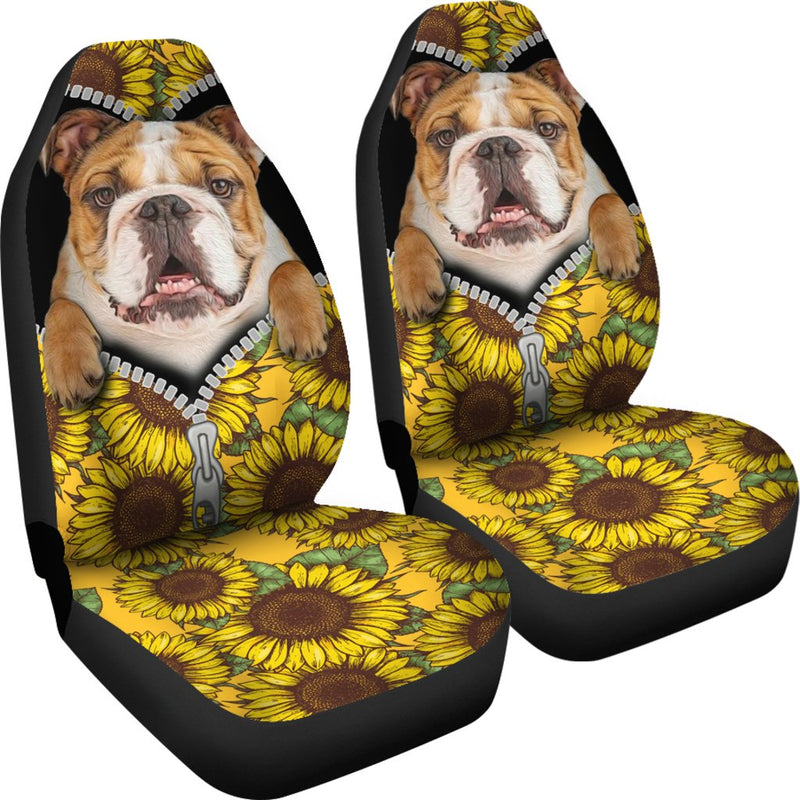 Sunflower Bulldog Premium Custom Car Seat Covers Decor Protector