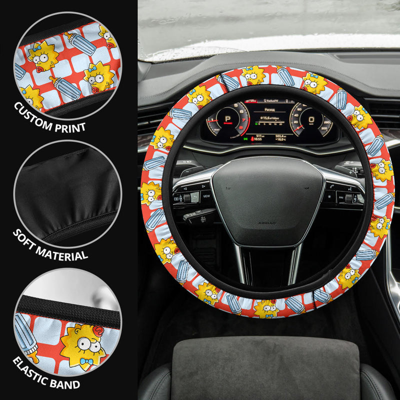 The Simpsons Maggie Baby Bottle Premium Custom Car Steering Wheel Cover Nearkii