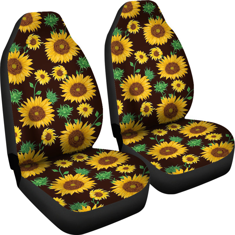Best Sunflowers Floral Flowers Black Premium Custom Car Seat Covers Decor Protector Nearkii