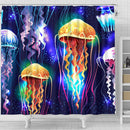 Jellyfishes Glowing Underwater Shower Curtain Nearkii