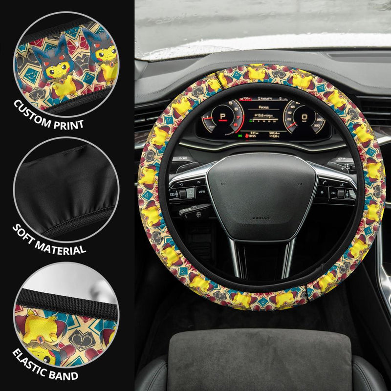 Pikachu Mega Lucario Pokemon Car Steering Wheel Cover Nearkii