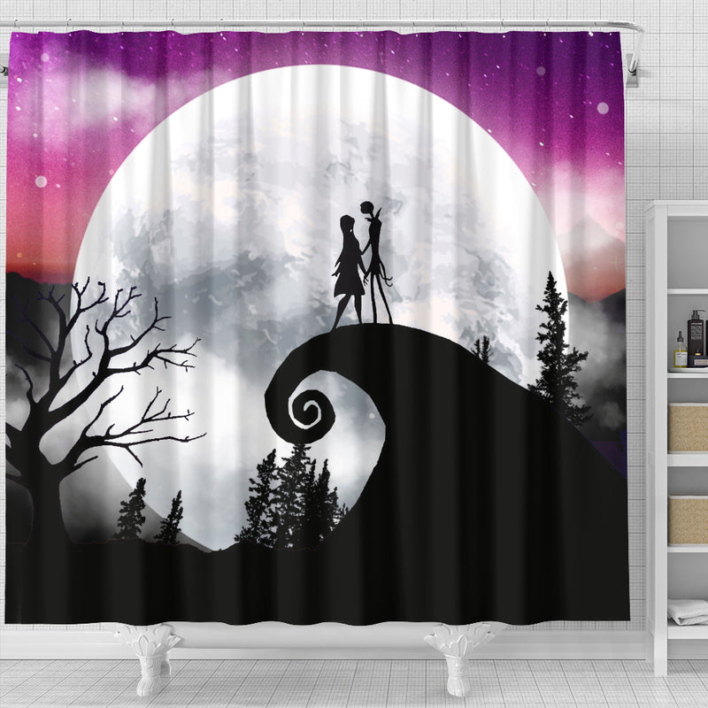 Jack Sally Moon Night Shower Curtain Nearkii