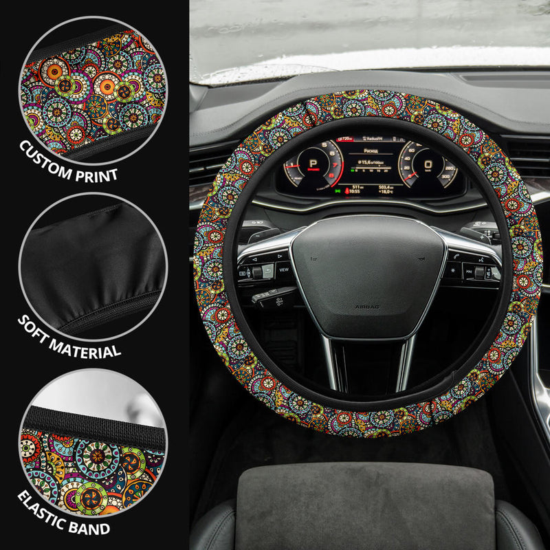 Beautiful Ethnic Style Seamless Patterns Premium Car Steering Wheel Cover Nearkii