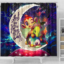 Piplup Turtwig And Chimchar Gen 4 Love You To The Moon Galaxy Shower Curtain Nearkii