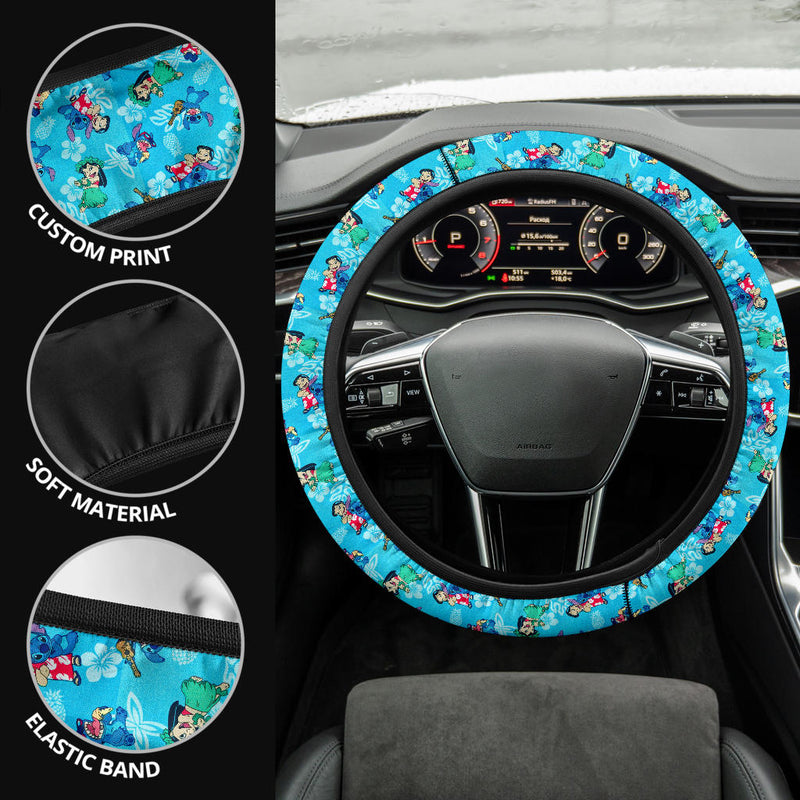 Lilo And Stitch Dance Aloha Premium Car Steering Wheel Cover Nearkii