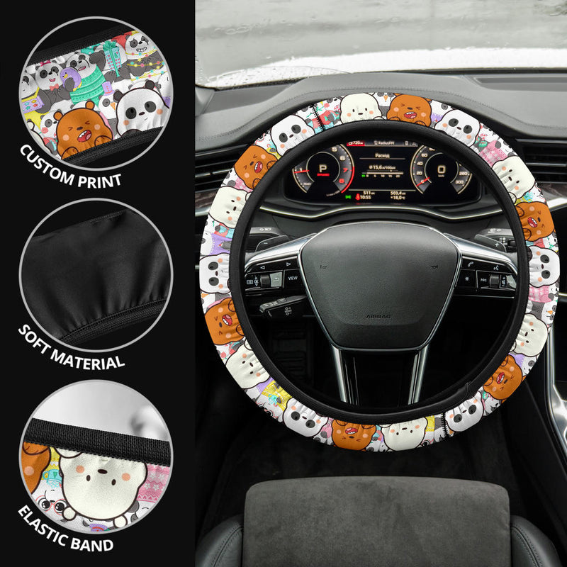 We Bare Bear Chibi Premium Car Steering Wheel Cover Nearkii