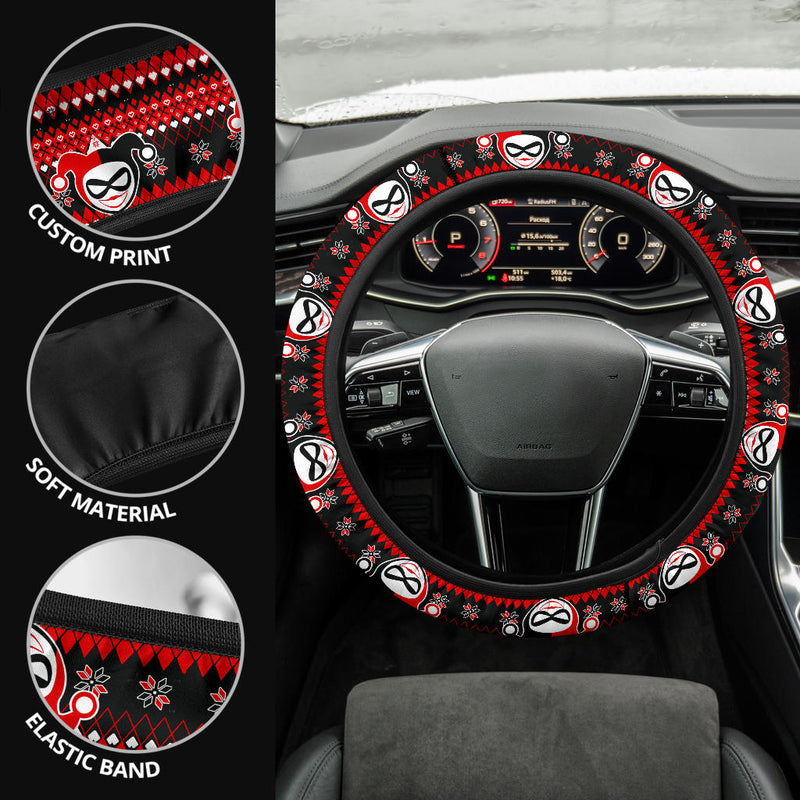 Harley Quinn Art Christmas Premium Custom Car Steering Wheel Cover Nearkii