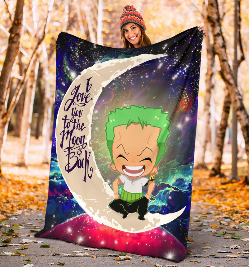 Zoro One Piece Love You To The Moon Galaxy Premium Blanket Nearkii