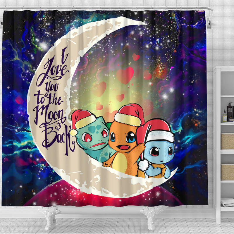Pokemon Friends Gen 1 Love You To The Moon Galaxy Shower Curtain Nearkii