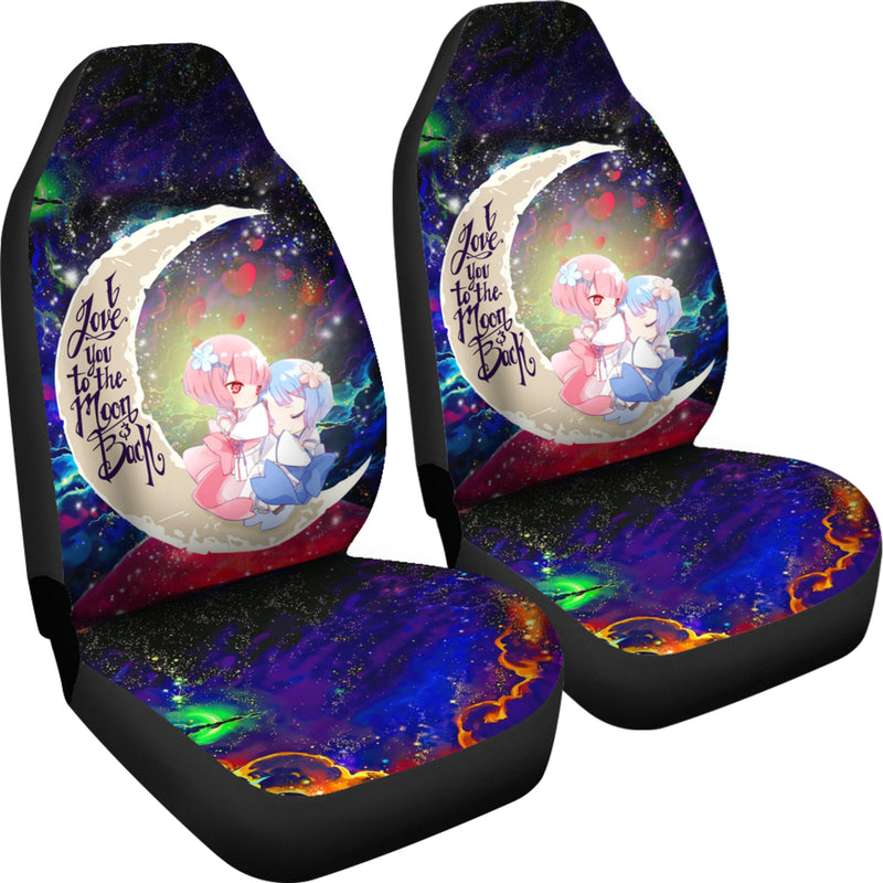 Ram And Rem Rezero Love You To The Moon Galaxy Car Seat Covers