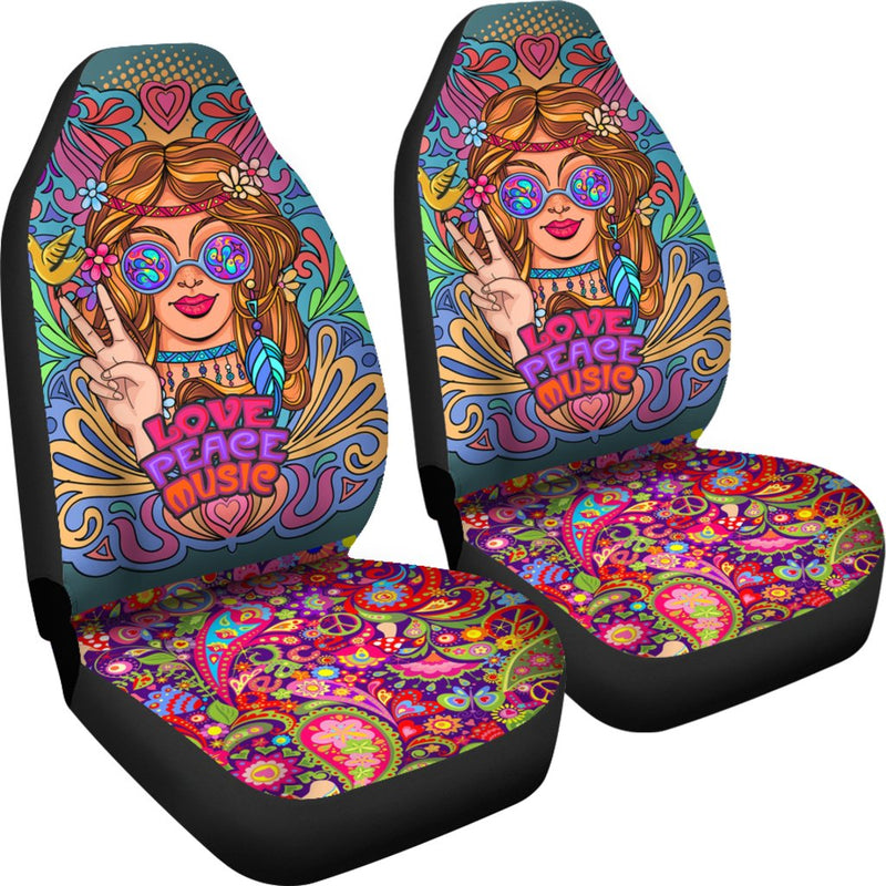 Best Hippie Girl In Psychedelic Glasses Premium Custom Car Seat Covers Decor Protector Nearkii