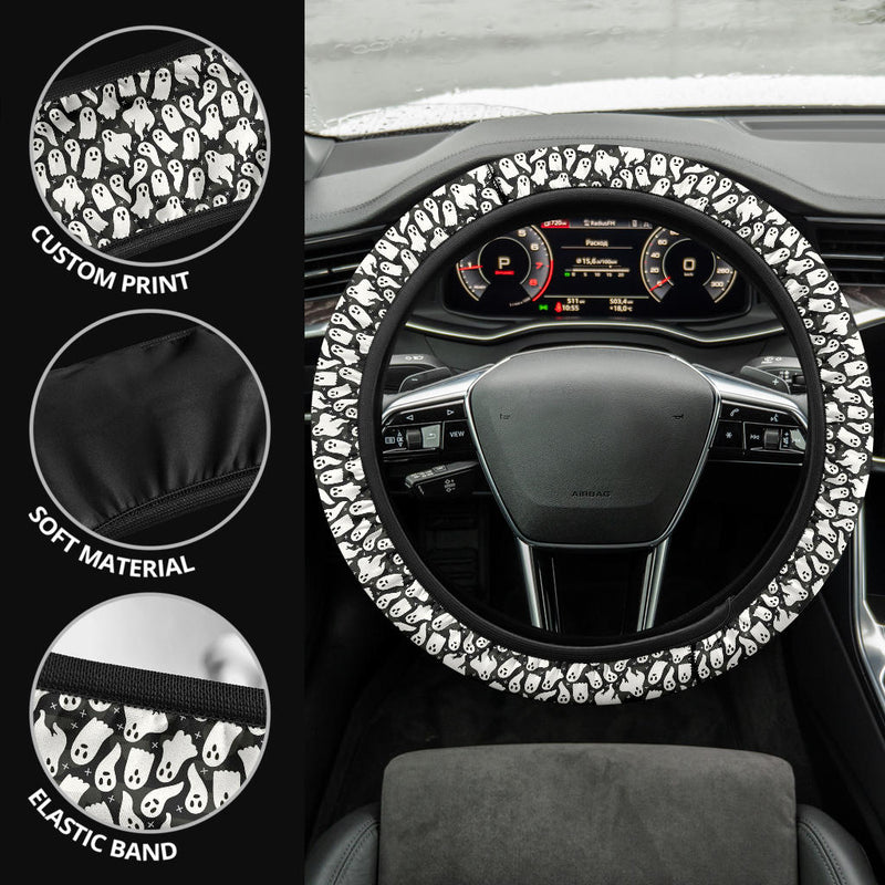 Halloween Ghost Funny Premium Car Steering Wheel Cover Nearkii