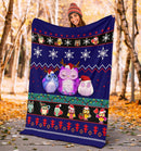 Owl Blue Christmas Blanket Amazing Gift Idea Nearkii