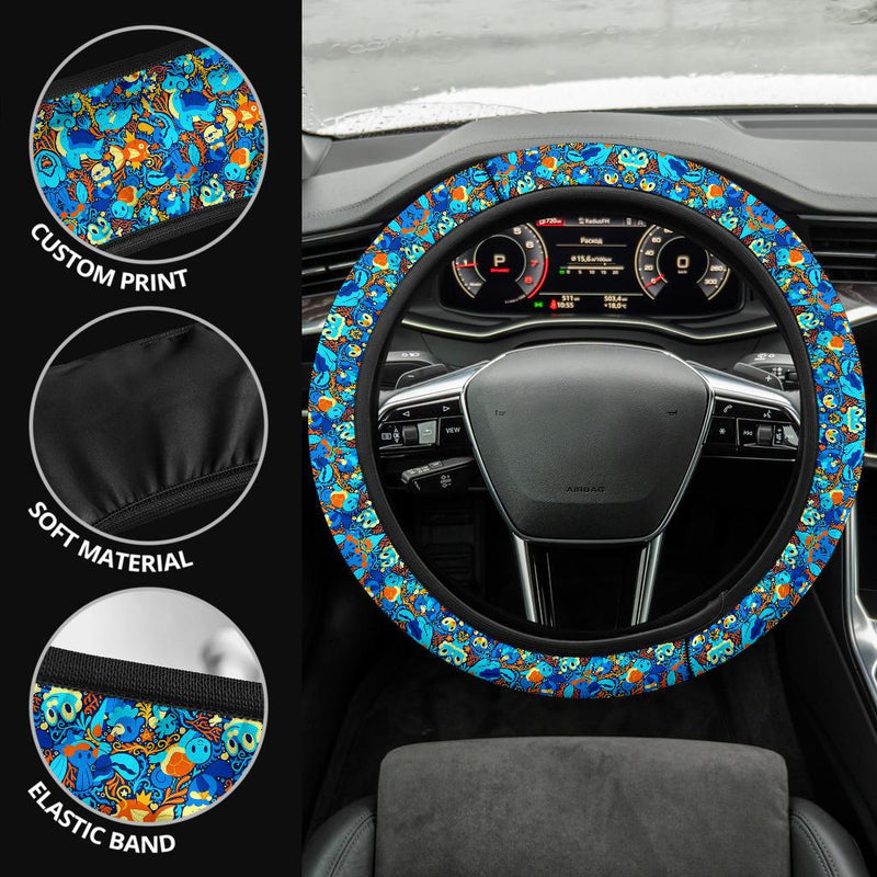 Pattern Pokemon Water Blue Car Steering Wheel Cover Nearkii