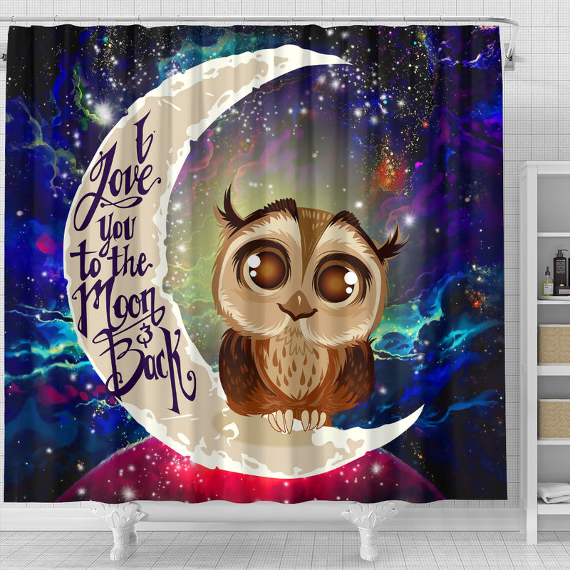 Cute Owl Love You To The Moon Galaxy Shower Curtain Nearkii