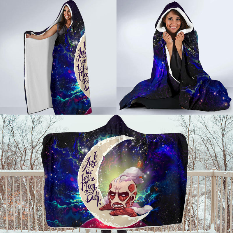 Attack on titan Love You To The Moon Galaxy Economy Hooded Blanket Nearkii