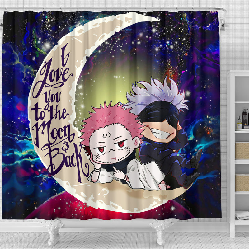 Jujutsu Kaisen Gojo Sakuna Chibi Anime Love You To The Moon Galaxy Shower Curtain Nearkii