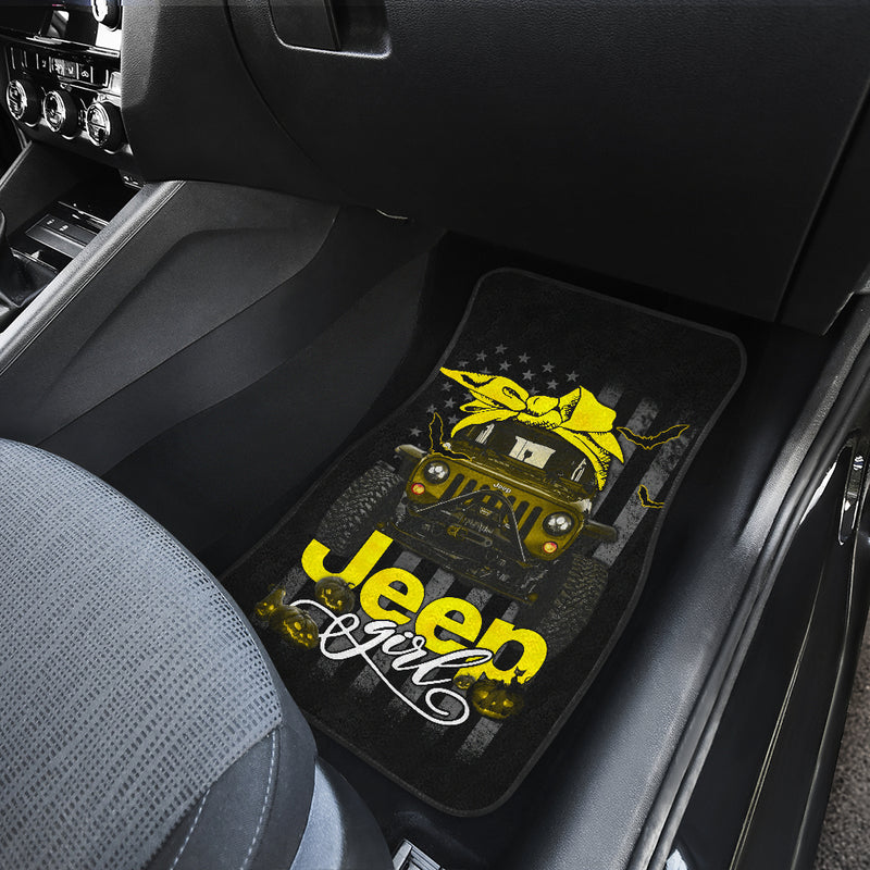 Halloween American Flag Yellow Jeep Girl Car Floor Mats Car Accessories Nearkii