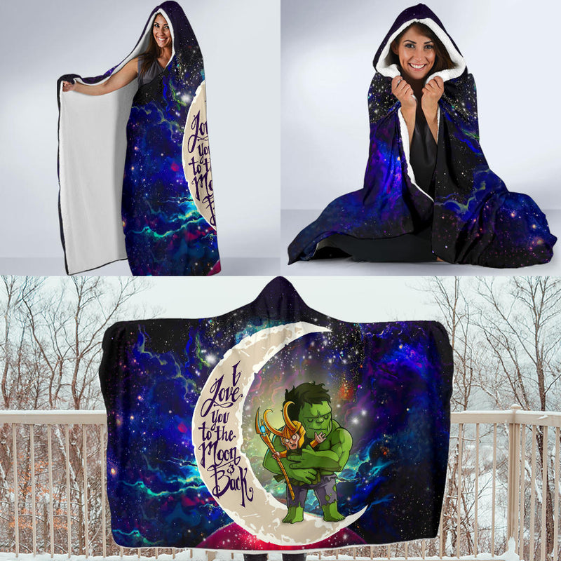 Hulk And Loki Love You To The Moon Galaxy Economy Hooded Blanket Nearkii