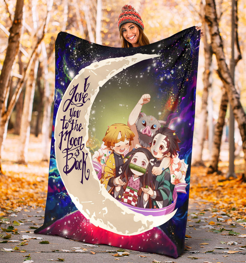 Demond Slayer Team Love You To The Moon Galaxy Premium Blanket Nearkii