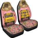 Floral School Bus Premium Custom Car Seat Covers Decor Protector