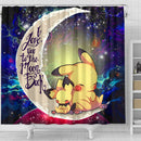 Pikachu Pokemon Sleep Love You To The Moon Galaxy Shower Curtain Nearkii