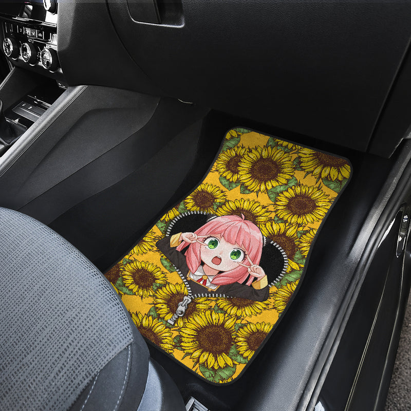Anya Spy X Family Sunflower Zip Car Floor Mats Car Accessories Nearkii