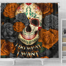 I Do What I Want Skull Roses Mandala Shower Curtain Nearkii
