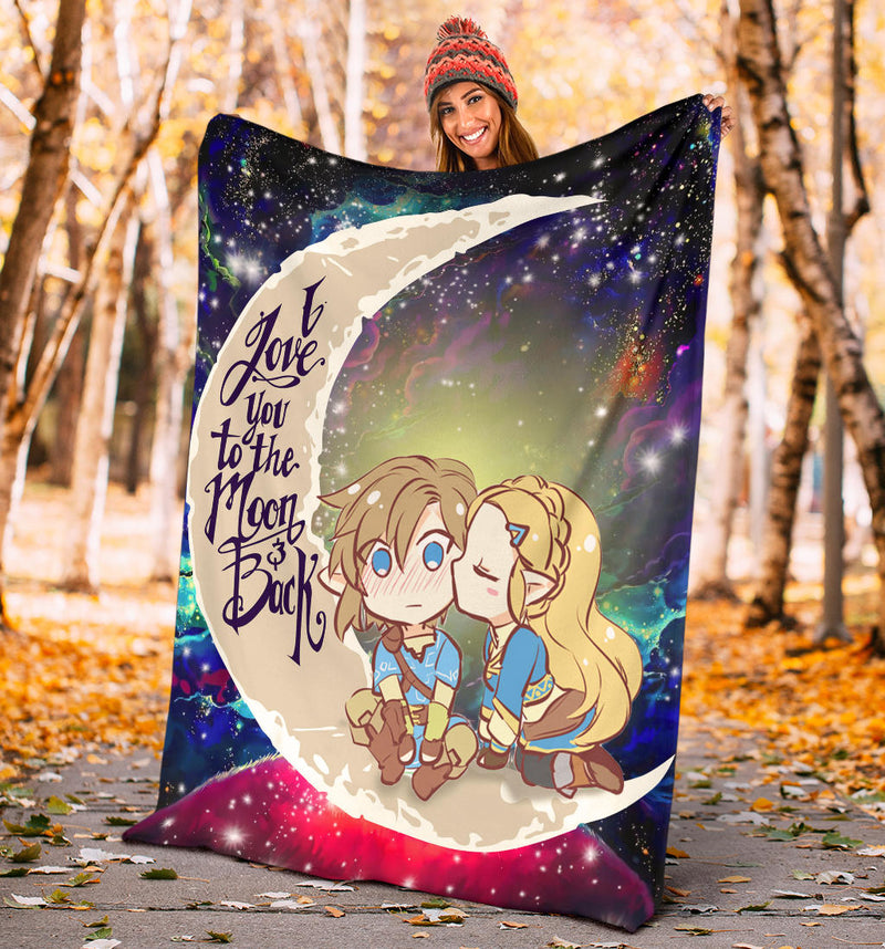 Legend Of Zelda Couple Chibi Couple Love You To The Moon Galaxy Premium Blanket Nearkii