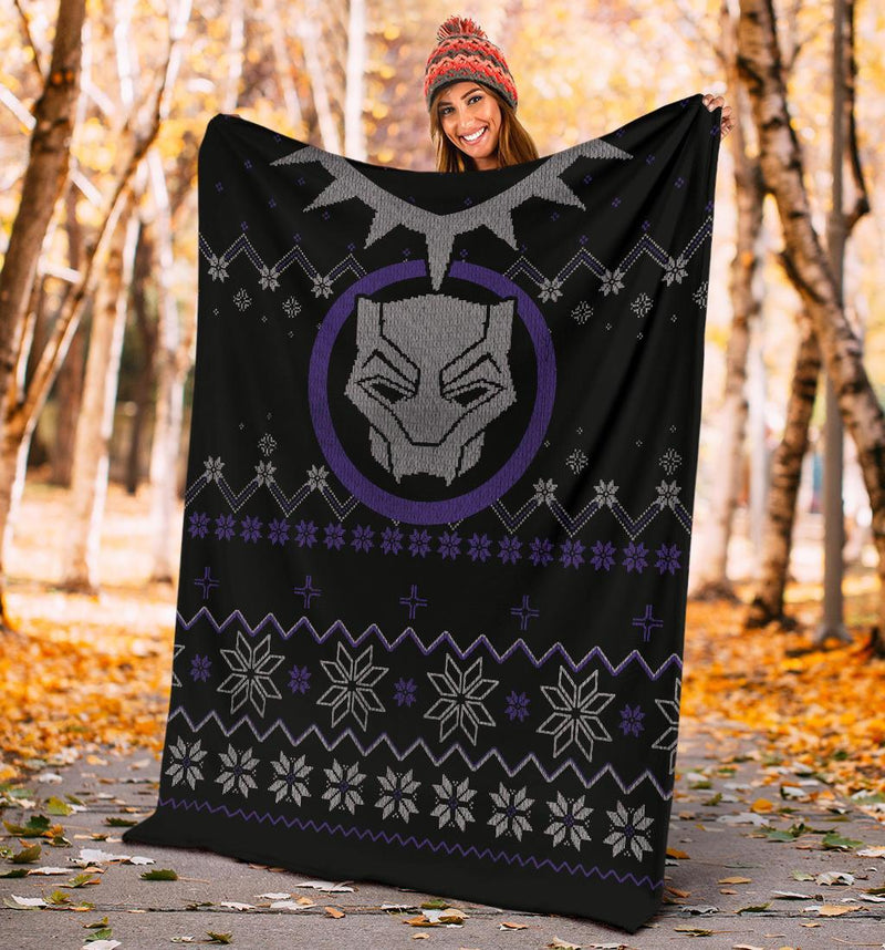 Black Panther Ugly Christmas Custom Blanket Home Decor Nearkii