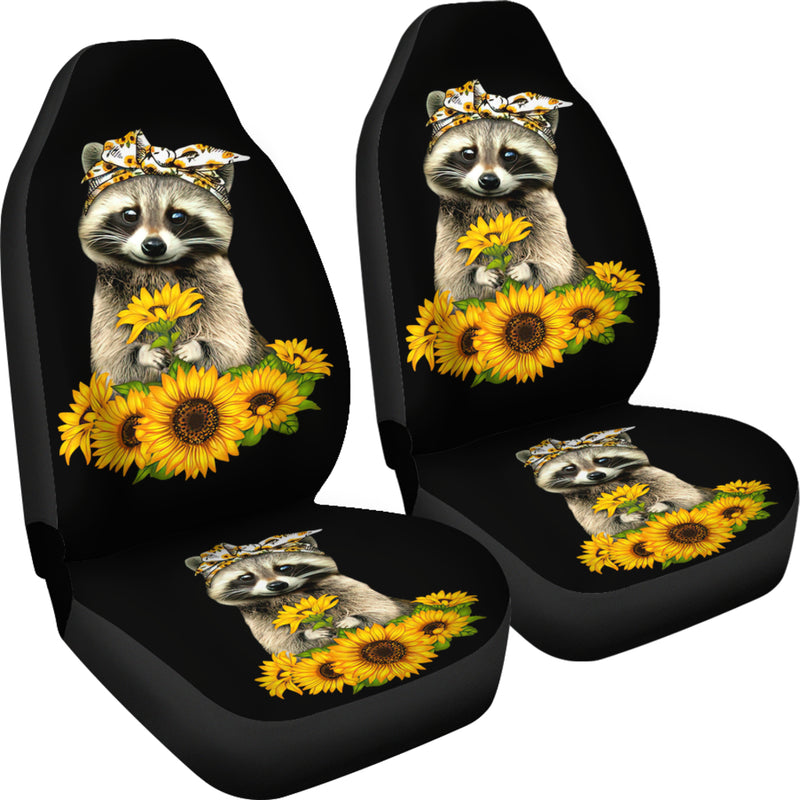 Best Sunflowers Racoon Sunflowers Premium Custom Car Seat Covers Decor Protector Nearkii