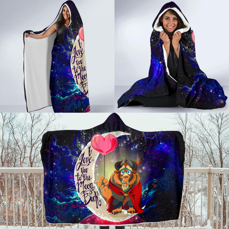 Beauty And The Beast Love You To The Moon Galaxy Economy Hooded Blanket Nearkii