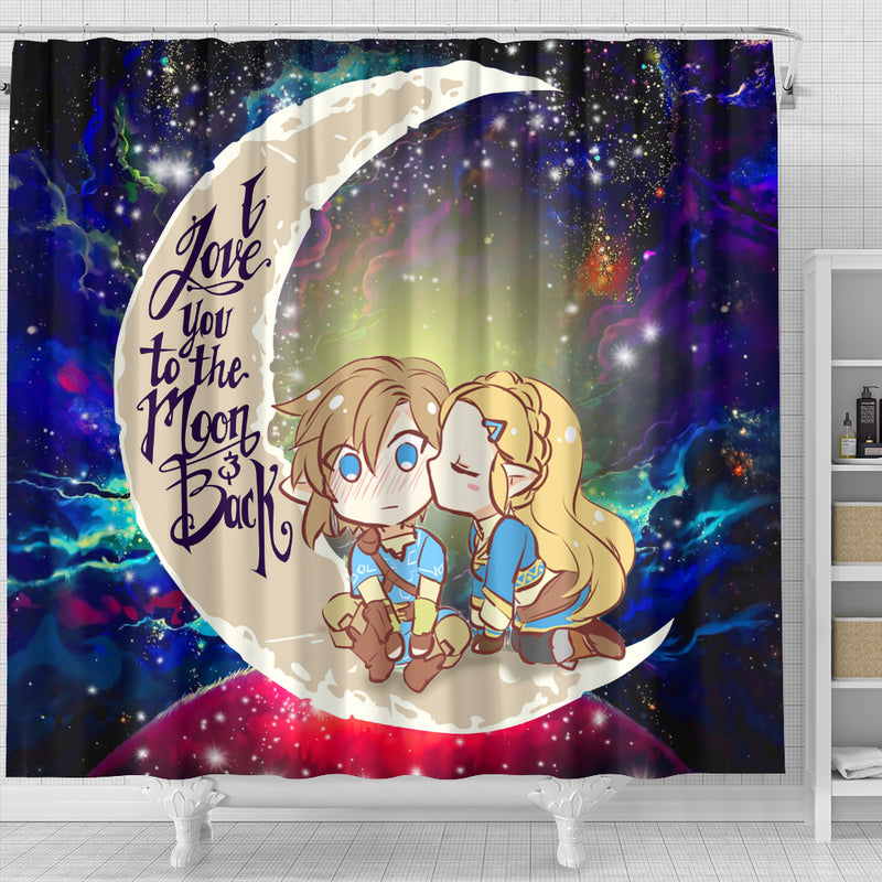 Legend Of Zelda Couple Chibi Couple Love You To The Moon Galaxy Shower Curtain Nearkii