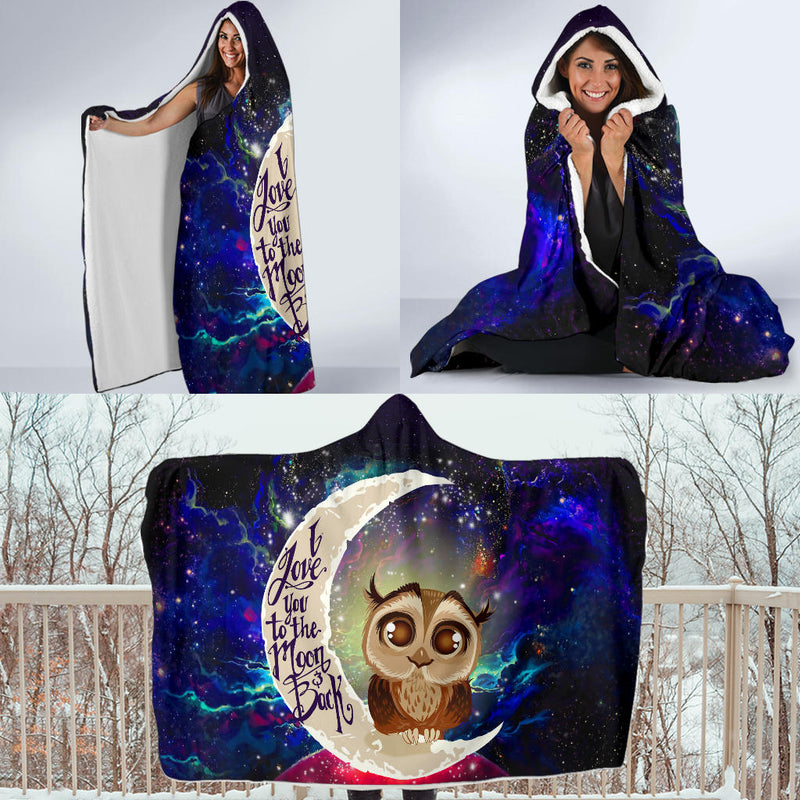 Cute Owl Love You To The Moon Galaxy Economy Hooded Blanket Nearkii