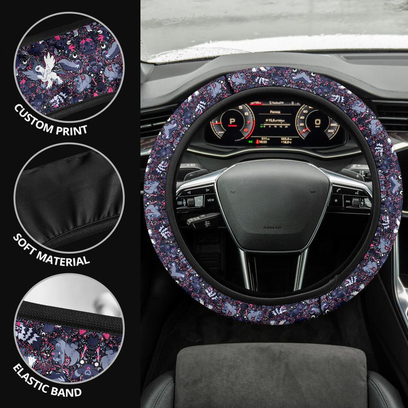 Pattern Pokemon Black Luxury Car Steering Wheel Cover Nearkii