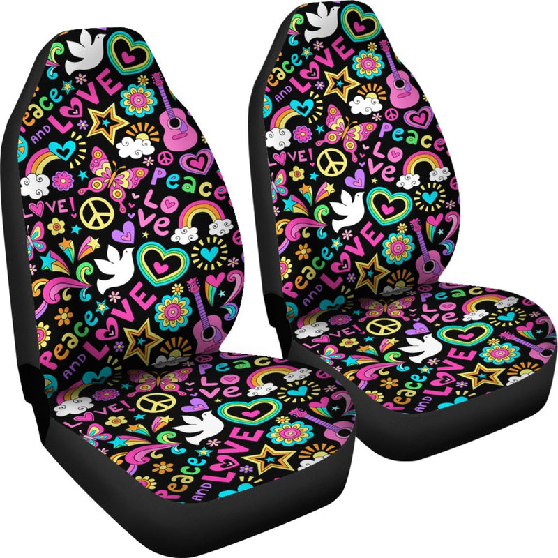 Best Peace, Love And Music Seamless Pattern Premium Custom Car Seat Covers Decor Protector Nearkii
