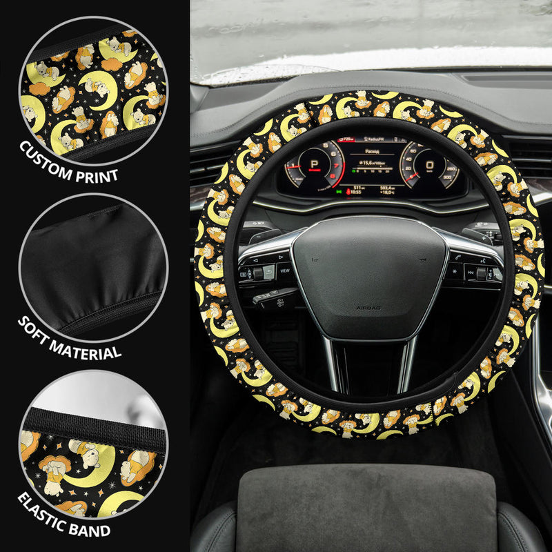 Winnie The Pood Moon Yellow Premium Car Steering Wheel Cover Nearkii